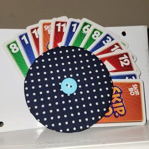 Hand Crafted Dark Blue White Polka Dot Card Game Holder